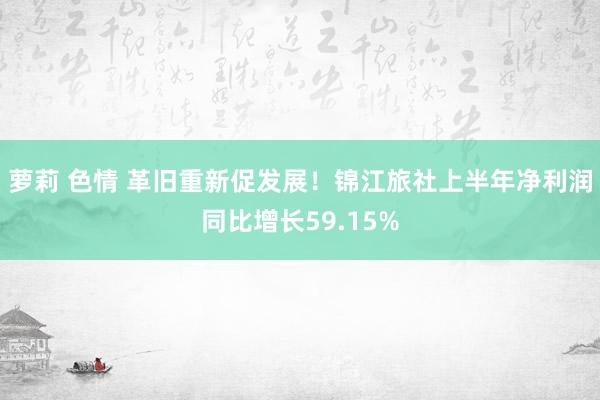 萝莉 色情 革旧重新促发展！锦江旅社上半年净利润同比增长59.15%