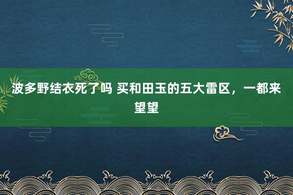 波多野结衣死了吗 买和田玉的五大雷区,一都来望望