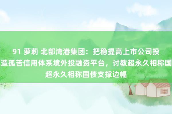 91 萝莉 北部湾港集团：把稳提高上市公司投资价值；打造孤苦信用体系境外投融资平台，讨教超永久相称国债支撑边幅