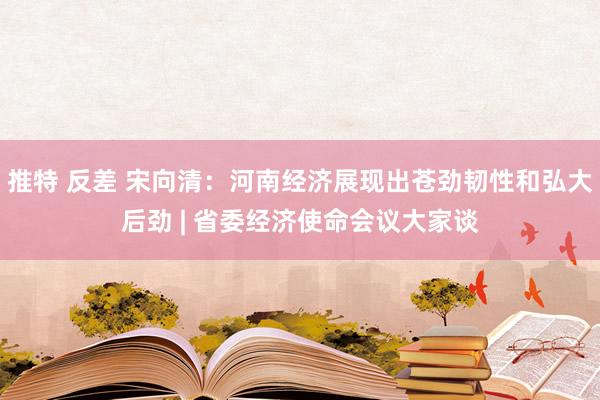 推特 反差 宋向清：河南经济展现出苍劲韧性和弘大后劲 | 省委经济使命会议大家谈
