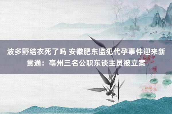 波多野结衣死了吗 安徽肥东监犯代孕事件迎来新贯通：亳州三名公职东谈主员被立案