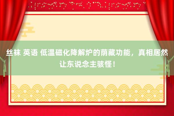 丝袜 英语 低温磁化降解炉的荫藏功能，真相居然让东说念主骇怪！