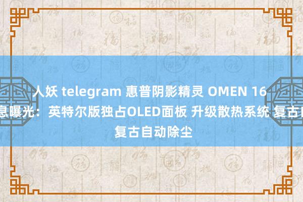 人妖 telegram 惠普阴影精灵 OMEN 16 MAX信息曝光：英特尔版独占OLED面板 升级散热系统 复古自动除尘
