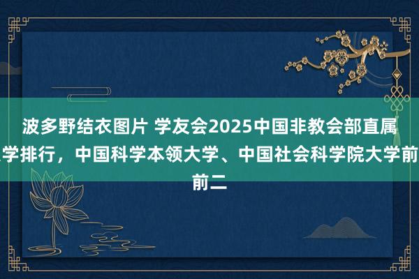 波多野结衣图片 学友会2025中国非教会部直属大学排行，中国科学本领大学、中国社会科学院大学前二