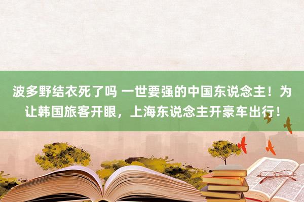 波多野结衣死了吗 一世要强的中国东说念主！为让韩国旅客开眼，上海东说念主开豪车出行！