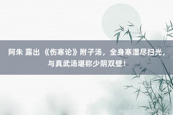 阿朱 露出 《伤寒论》附子汤，全身寒湿尽扫光，与真武汤堪称少阴双壁！
