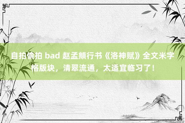 自拍偷拍 bad 赵孟頫行书《洛神赋》全文米字格版块，清翠流通，太适宜临习了！