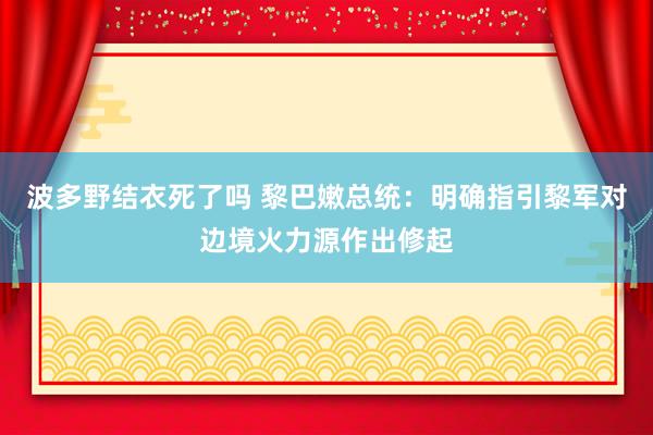 波多野结衣死了吗 黎巴嫩总统：明确指引黎军对边境火力源作出修起
