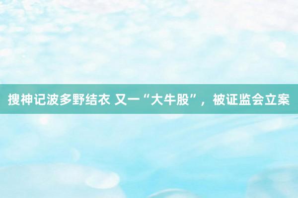 搜神记波多野结衣 又一“大牛股”，被证监会立案