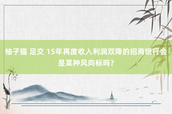 柚子猫 足交 15年再度收入利润双降的招商银行会是某种风向标吗？