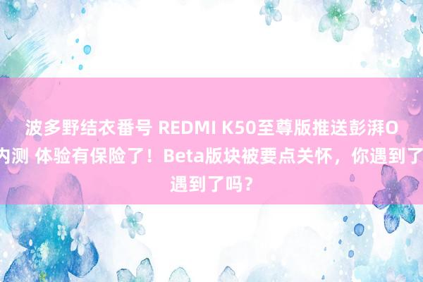 波多野结衣番号 REDMI K50至尊版推送彭湃OS2内测 体验有保险了！Beta版块被要点关怀，你遇到了吗？