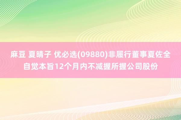 麻豆 夏晴子 优必选(09880)非履行董事夏佐全自觉本旨12个月内不减握所握公司股份