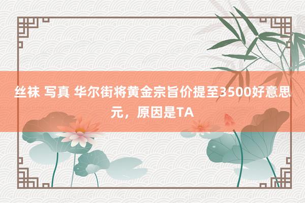 丝袜 写真 华尔街将黄金宗旨价提至3500好意思元，原因是TA
