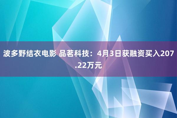 波多野结衣电影 品茗科技：4月3日获融资买入207.22万元