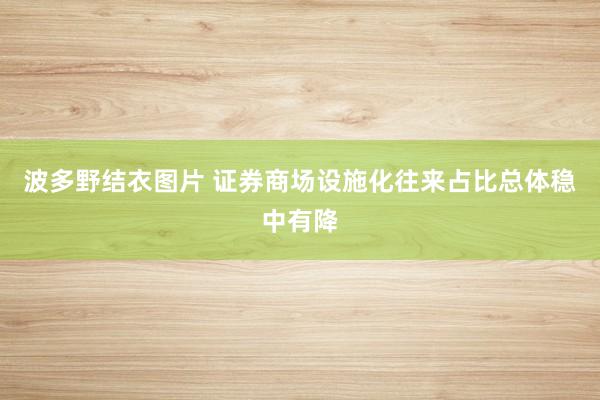 波多野结衣图片 证券商场设施化往来占比总体稳中有降