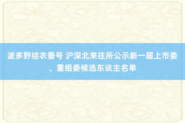 波多野结衣番号 沪深北来往所公示新一届上市委、重组委候选东谈主名单