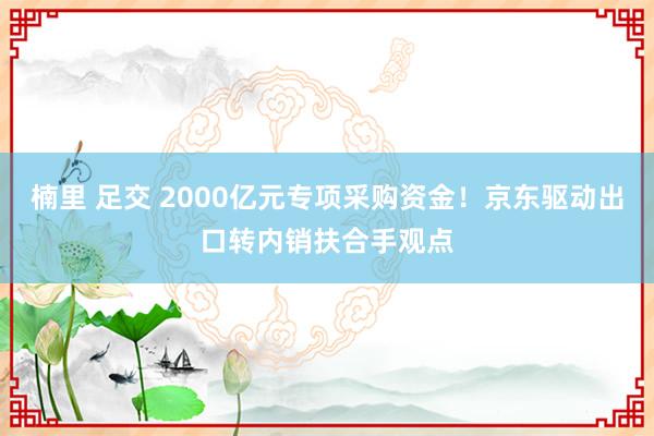 楠里 足交 2000亿元专项采购资金！京东驱动出口转内销扶合手观点