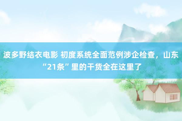 波多野结衣电影 初度系统全面范例涉企检查，山东“21条”里的干货全在这里了
