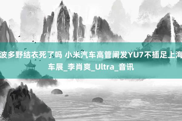 波多野结衣死了吗 小米汽车高管阐发YU7不插足上海车展_李肖爽_Ultra_音讯
