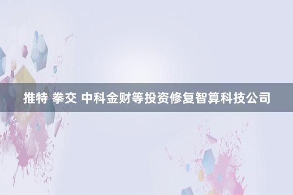 推特 拳交 中科金财等投资修复智算科技公司
