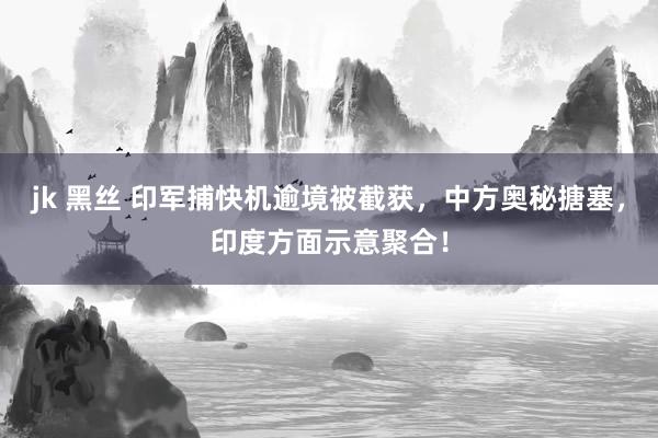 jk 黑丝 印军捕快机逾境被截获，中方奥秘搪塞，印度方面示意聚合！