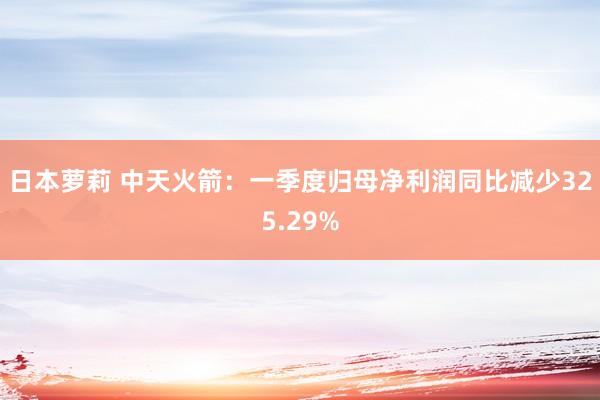日本萝莉 中天火箭：一季度归母净利润同比减少325.29%