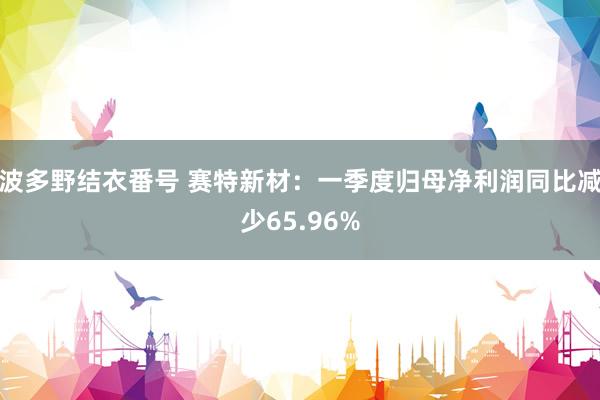 波多野结衣番号 赛特新材：一季度归母净利润同比减少65.96%